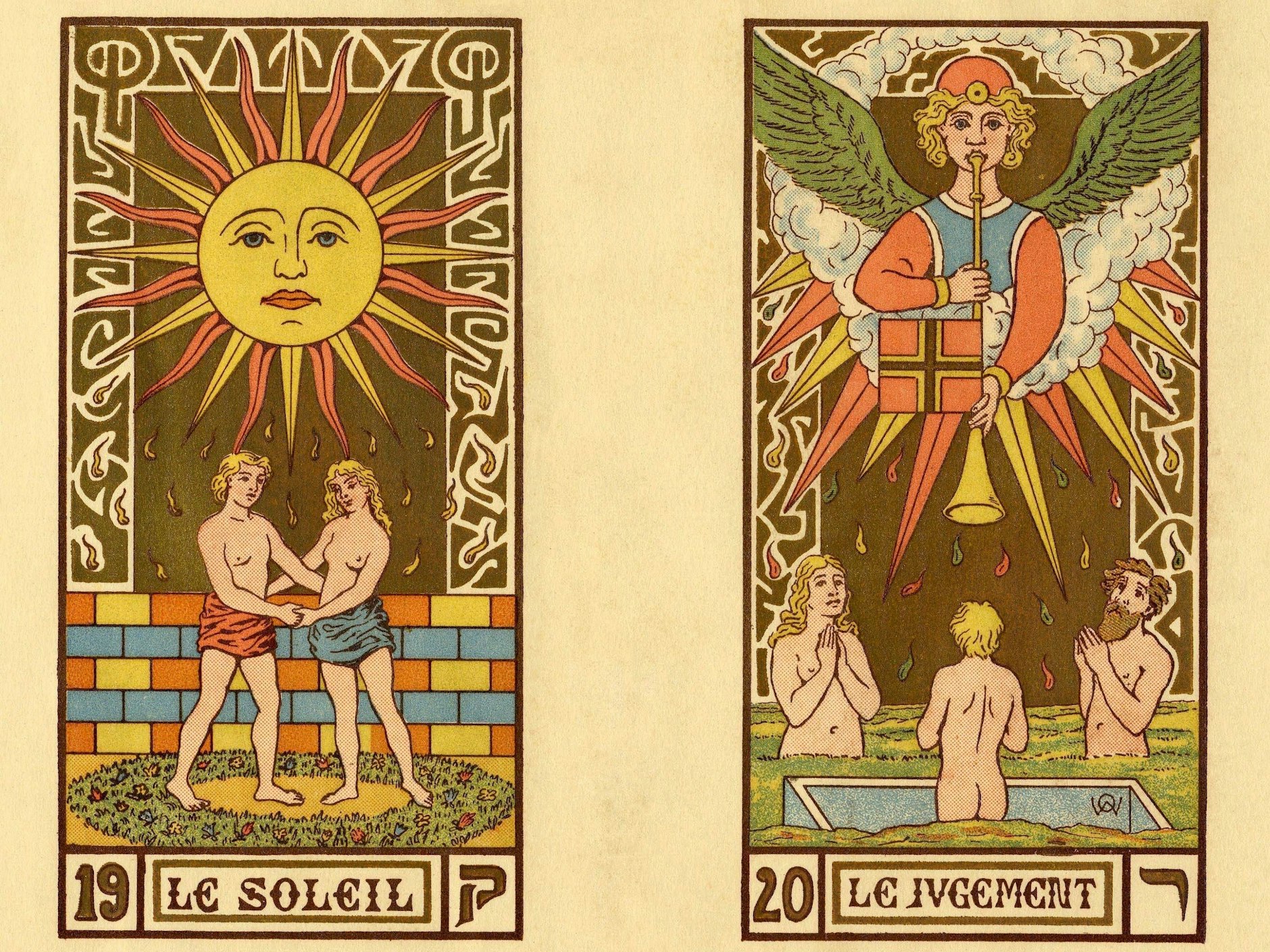 Tarotkarten ursprünglich 1889 von dem Symbolisten Oswald Wirth entworfen und 1926 in leicht veränderter Form in einer limitierten lithografischen Auflage veröffentlicht.