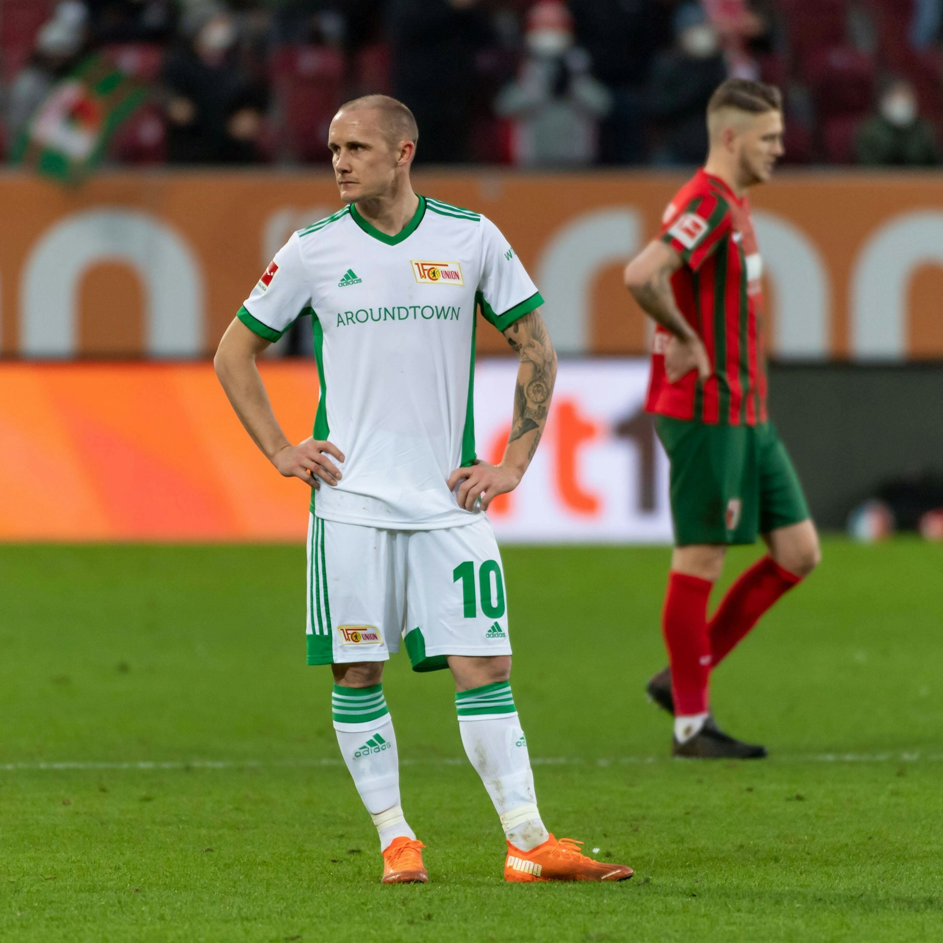 Enttäuschung pur bei Stürmer Sven Michel. Im Februar verlor Union in Augsburg mit 0:2.