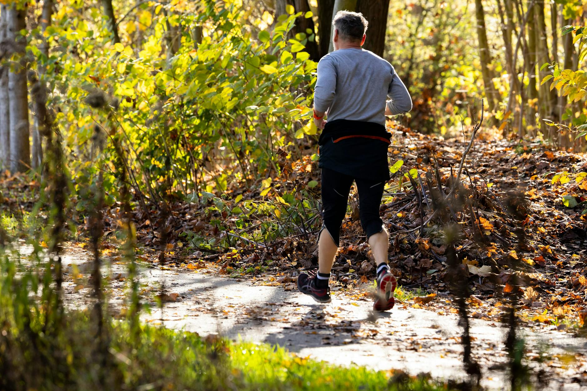 Ein Jogger auf dem ehemaligen Grenzstreifen zwischen Lichtenrade und Brandenburg