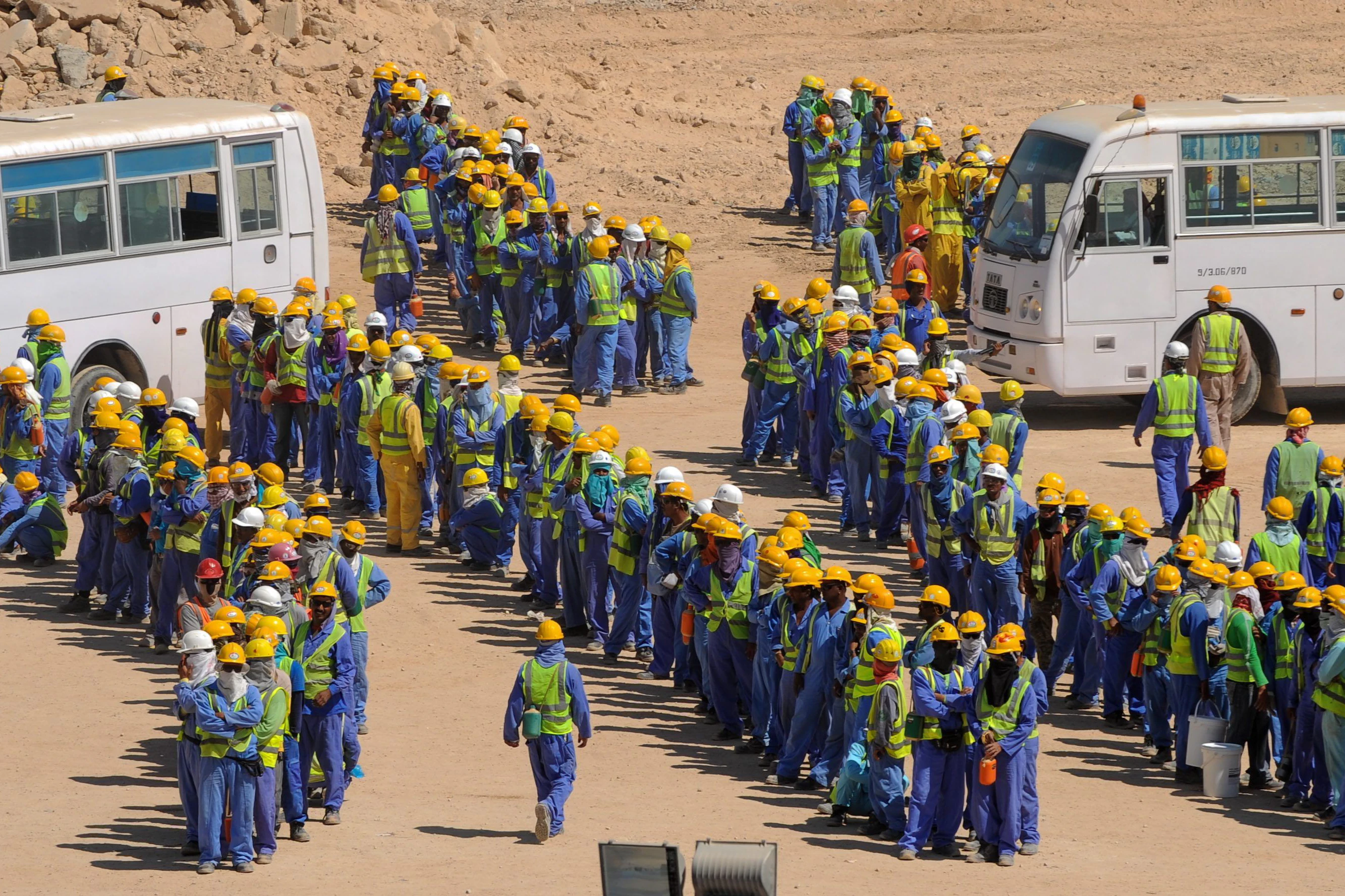 Ausländische Bauarbeiter in Doha