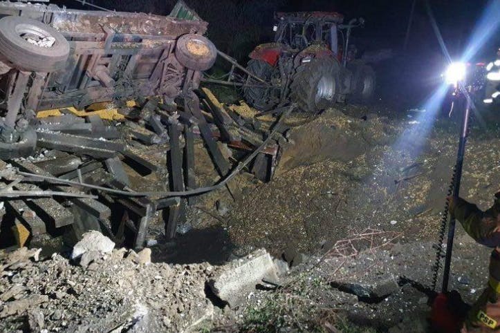 Der mutmaßliche Explosionsort, ein landwirtschaftlicher Betrieb auf polnischem Gebiet in dem Ort Przewodow.