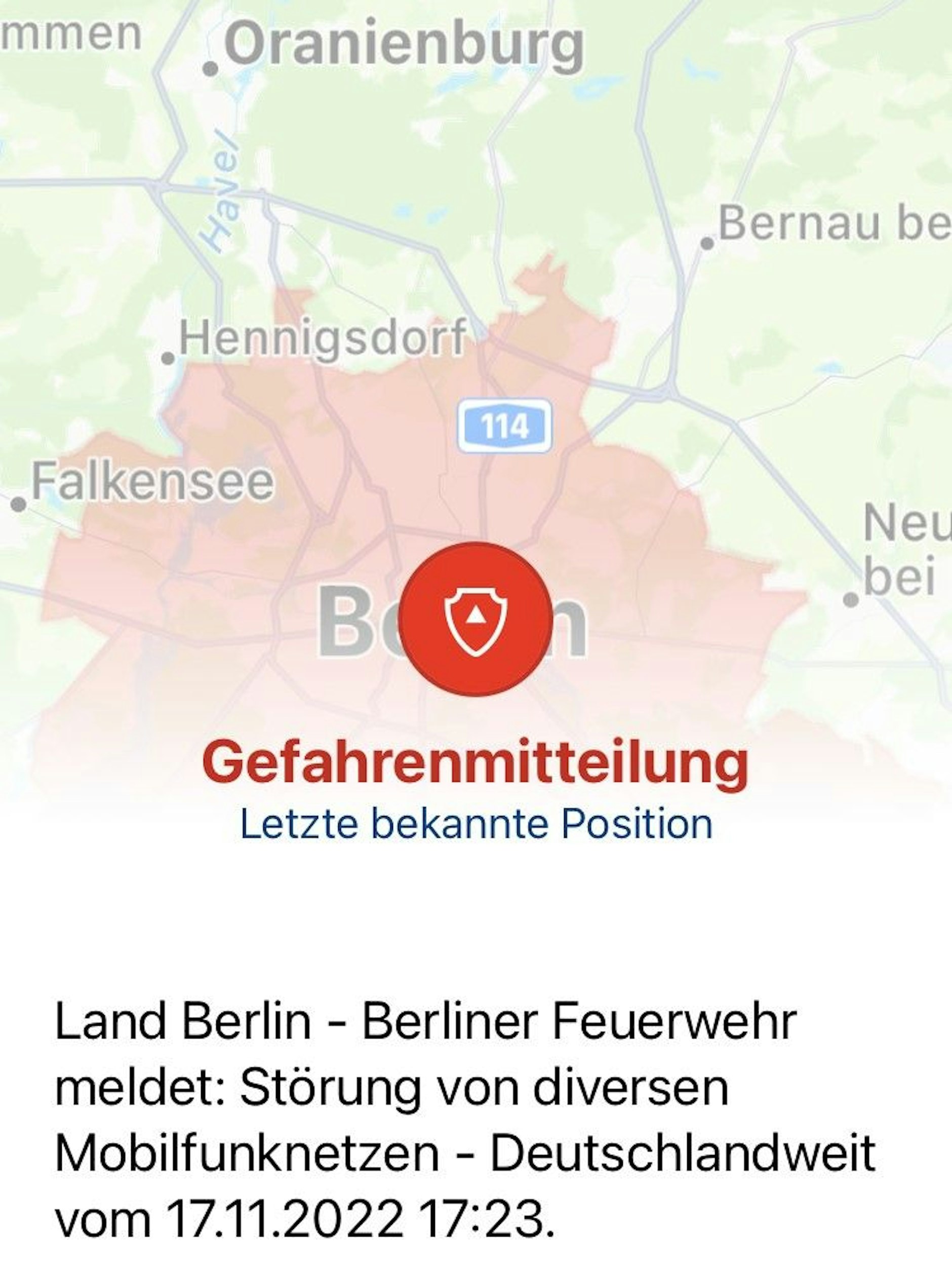 Diese Warnung wurde von der Feuerwehr über Katwarn verbreitet.