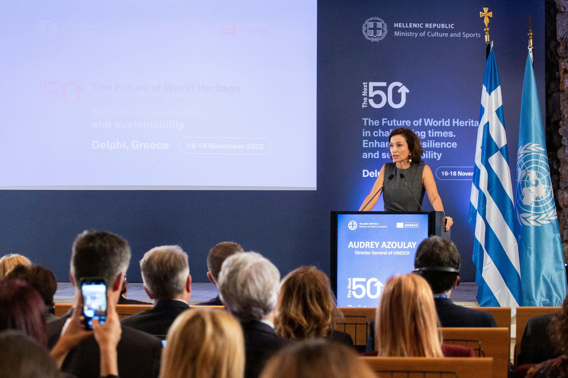 Audrey Azoulay, Generaldirektorin der Unesco, bei der Versammlung in Delphi