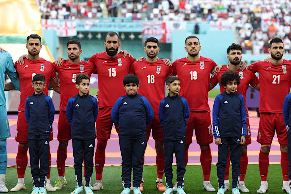 Keiner der iranischen Spieler sang bei der Nationalhymne mit.&nbsp;