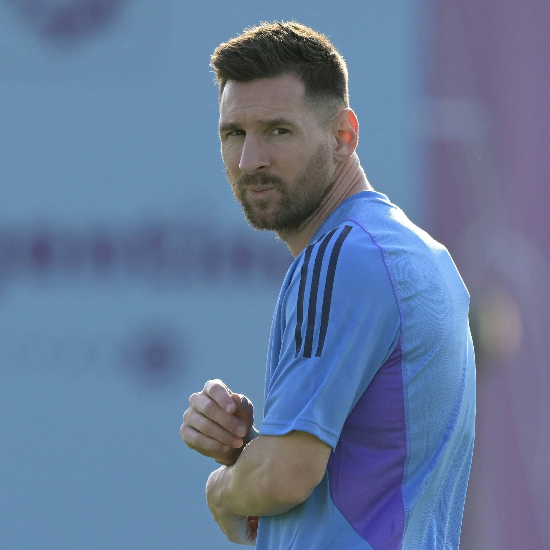 Lionel Messi beim Training der Argentinier in Katar