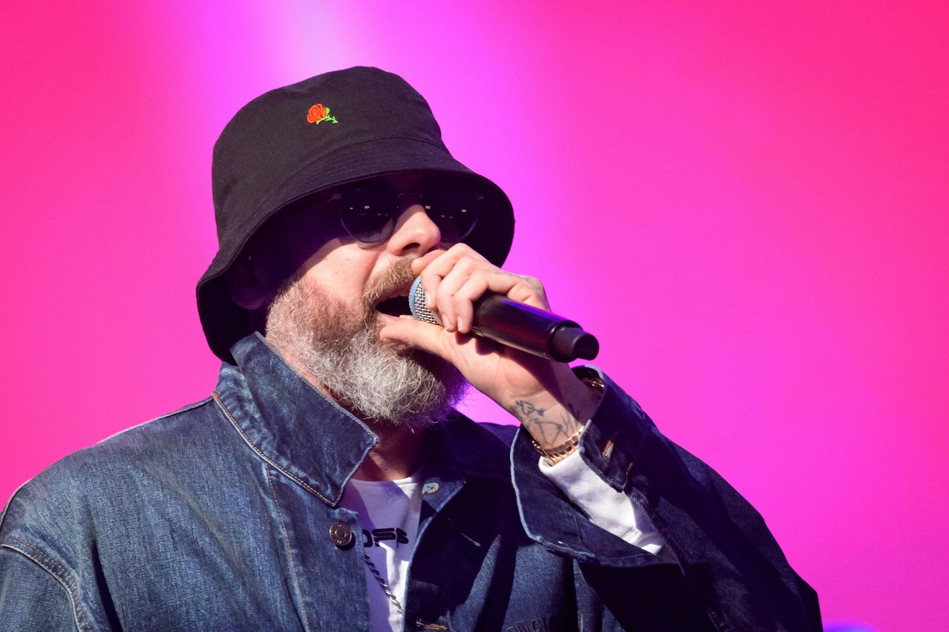 Rapper Sido während eines Überraschungskonzerts beim Digital-Festival OMR in Hamburg