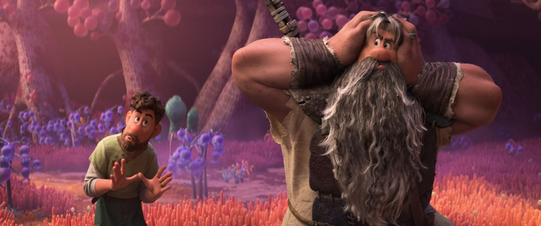 HANDOUT - Searcher Clade (l) und Jaegar Clade in einer Szene des Films "Strange World".  