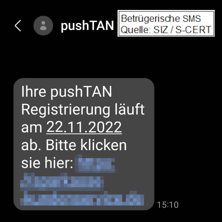 So sehen die betrügerischen SMS an Sparkassenkunden aus.
