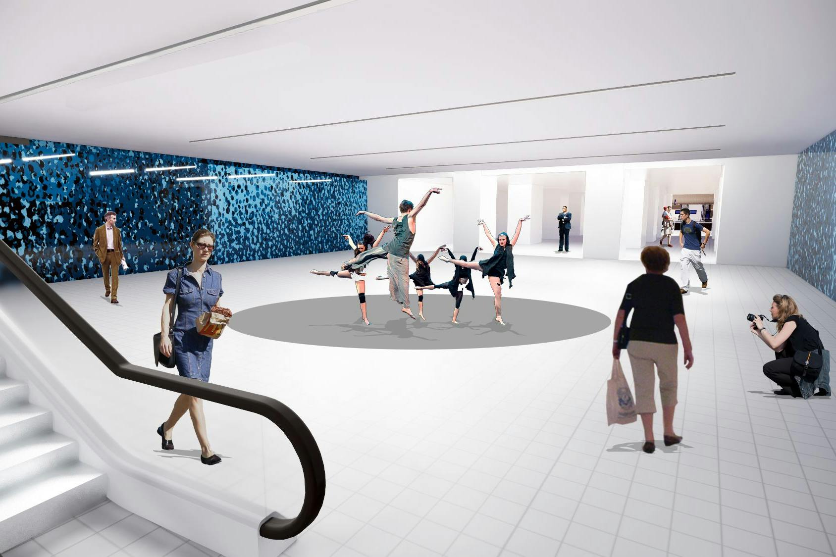 Diese Visualisierung zeigt die Eventfläche, die in der Verbindungsebene zwischen dem Hauptbahnhof, der U5 und der S21 entstehen könnte. Auch dies ist noch kein endgültiges Konzept, sondern eine Idee.