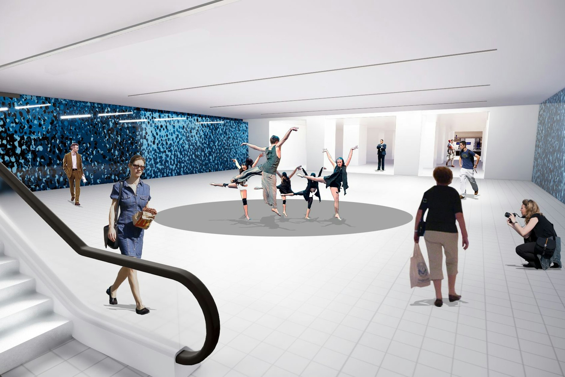 Diese Visualisierung zeigt die Eventfläche, die in der Verbindungsebene zwischen dem Hauptbahnhof, der U5 und der S21 entstehen könnte. Auch dies ist noch kein endgültiges Konzept, sondern eine Idee.