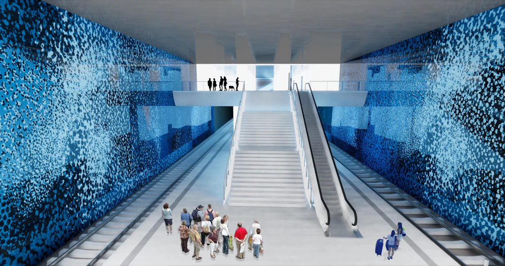 In diesem Berliner S-Bahnhof werden sich die Fahrgäste wie unter Wasser fühlen