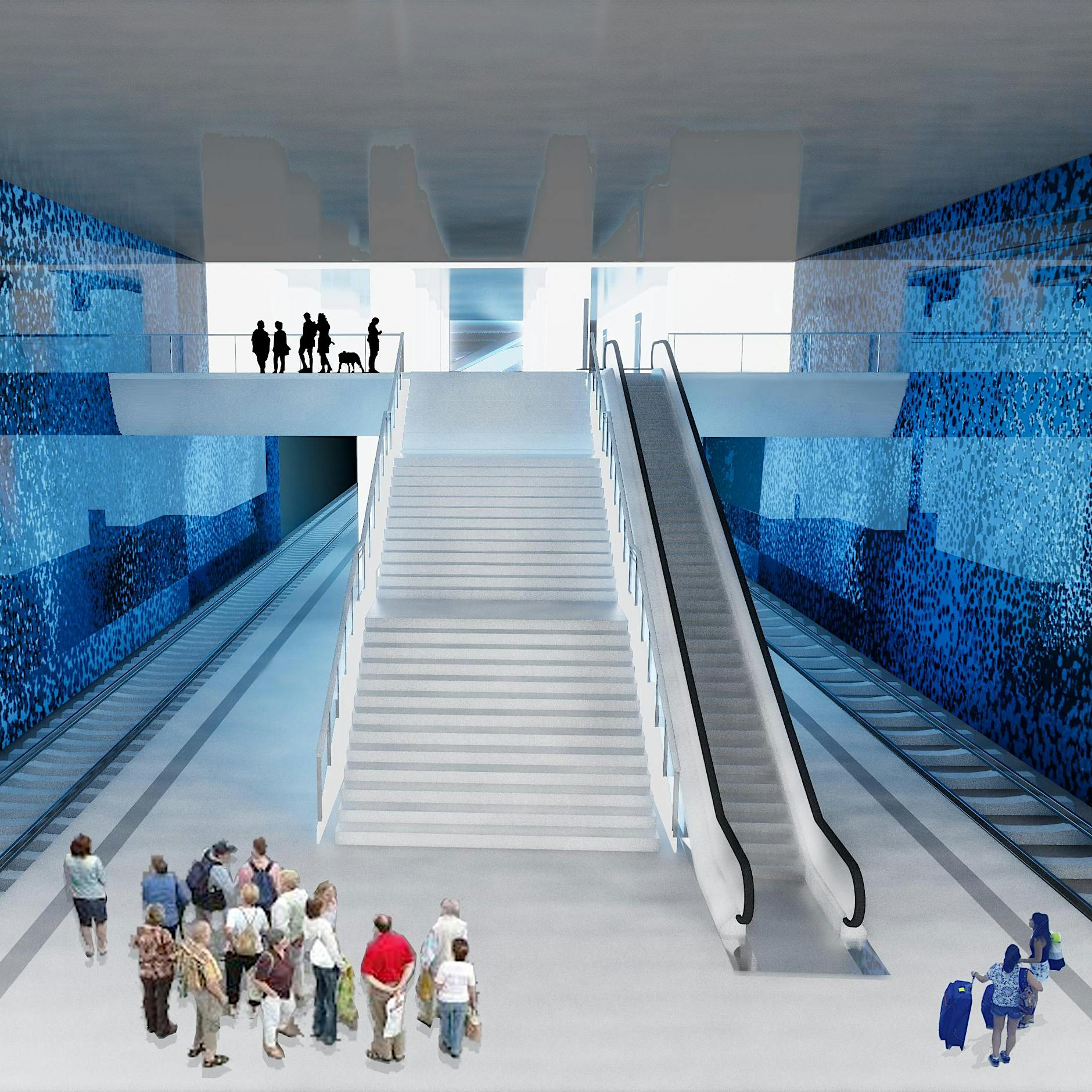 In diesem Berliner S-Bahnhof werden sich die Fahrgäste wie unter Wasser fühlen