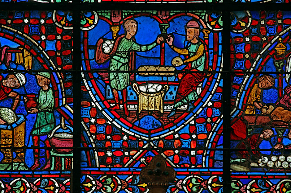 Auch im Mittelalter gab es schon Blätter- und Plunderteig. Das beweisen die bunten Kirchenfenster der Kathedrale zu Chartre.