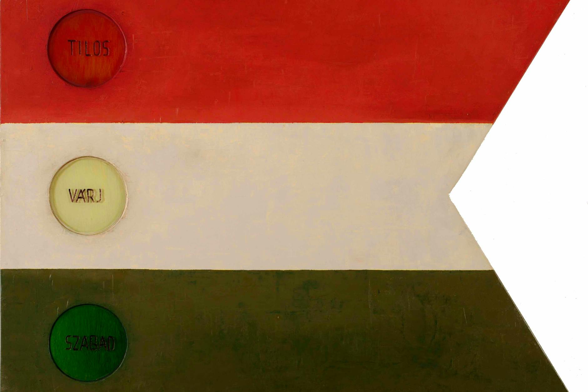 István Harasztÿ: „Hommage à Miklós Erdély“, 2003, montierte Holzfaserplatte.