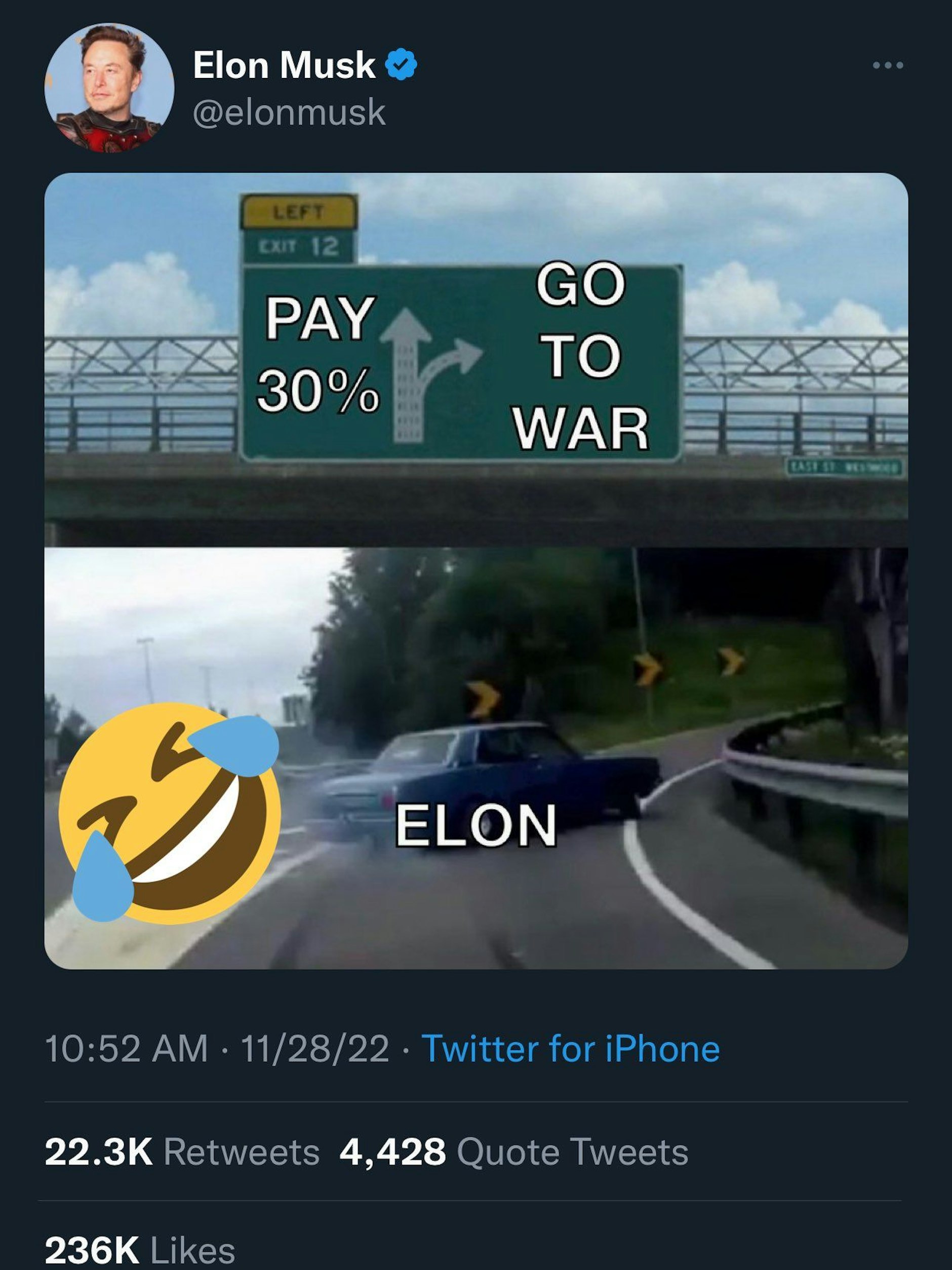 Elon Musk will gegen Apple in den Krieg abbiegen. Unter anderem, weil Apple bei App-Verkäufen 30 Prozent Provision einstreiche.