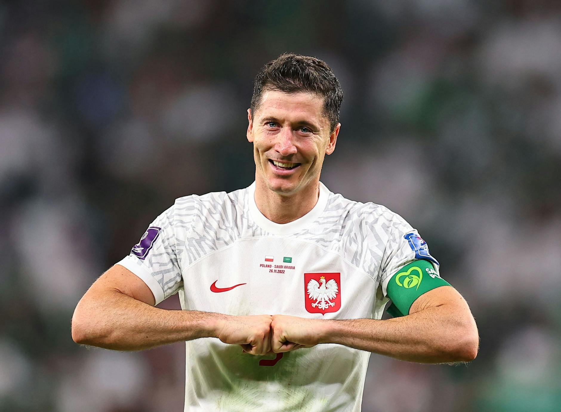 dpatopbilder - Polens Robert Lewandowski freut sich nach seinem Tor.