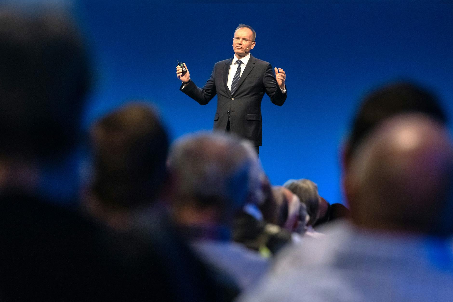 Markus Braun spricht auf der Wirecard - Hauptversammlung 2019. 