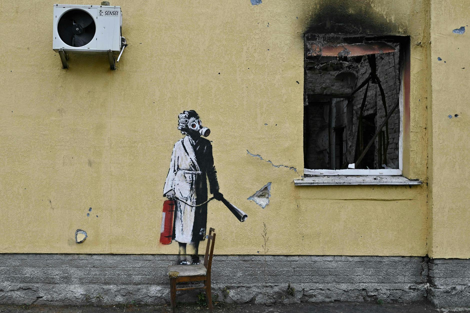 Diebe versuchten dieses Kunstwerk Banksy zu stehlen. 