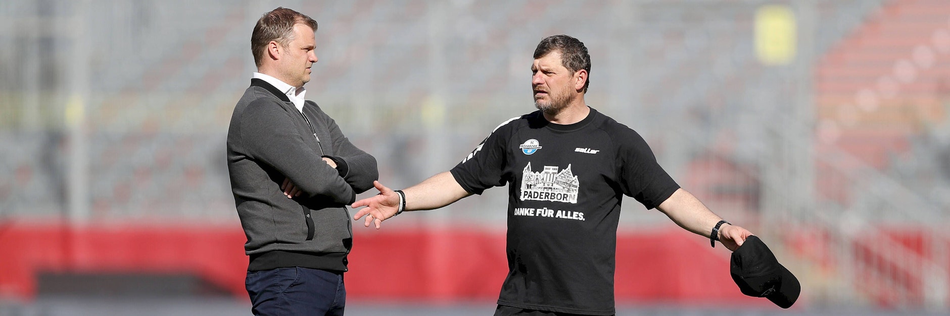 Die beiden Ex-Eisernen Fabian Wohlgemuth und Steffen Baumgart in gemeinsamen Paderborner Tagen