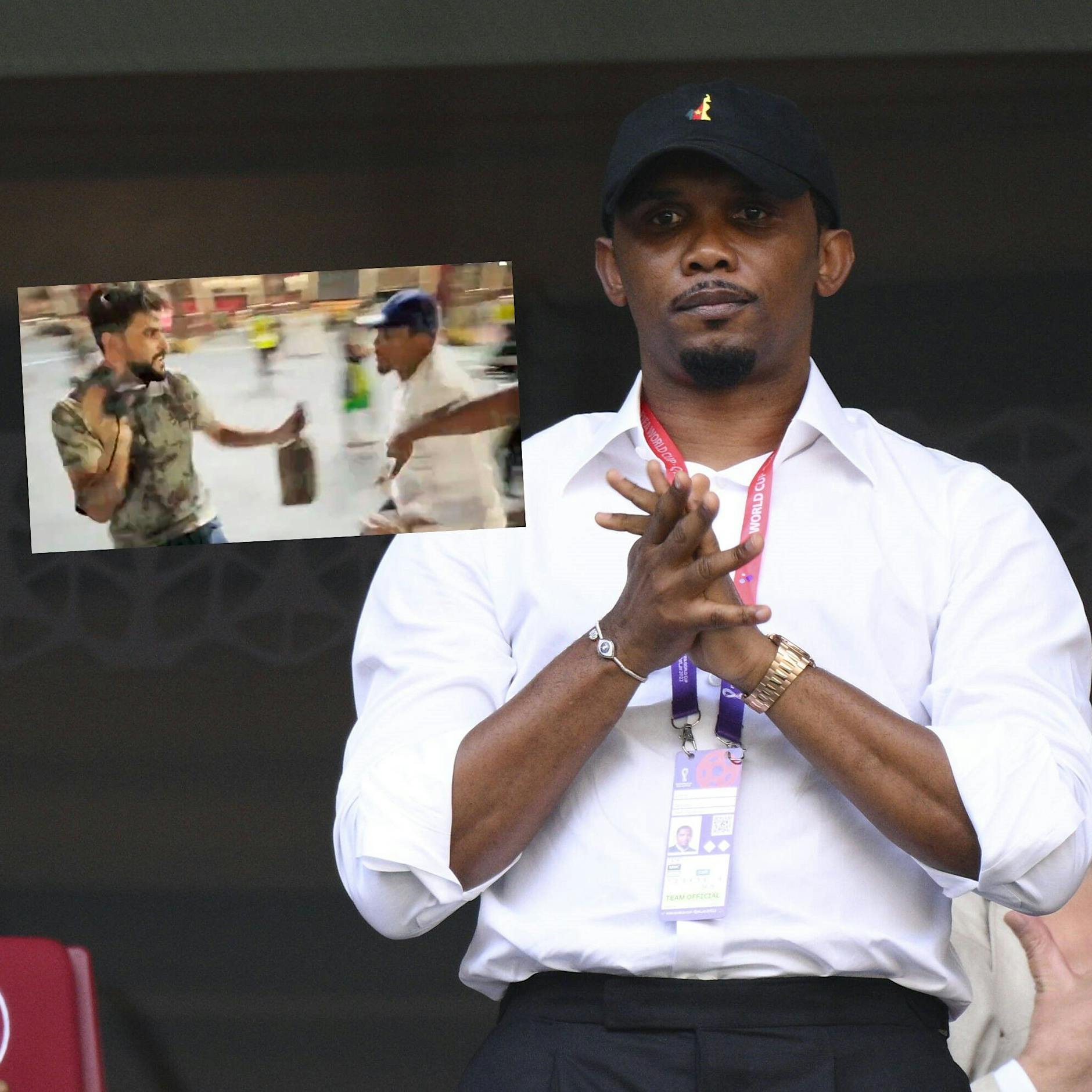 Brutales Video: Kameruns Fußball-Held Eto’o tritt nach WM-Spiel Youtuber ins Gesicht!