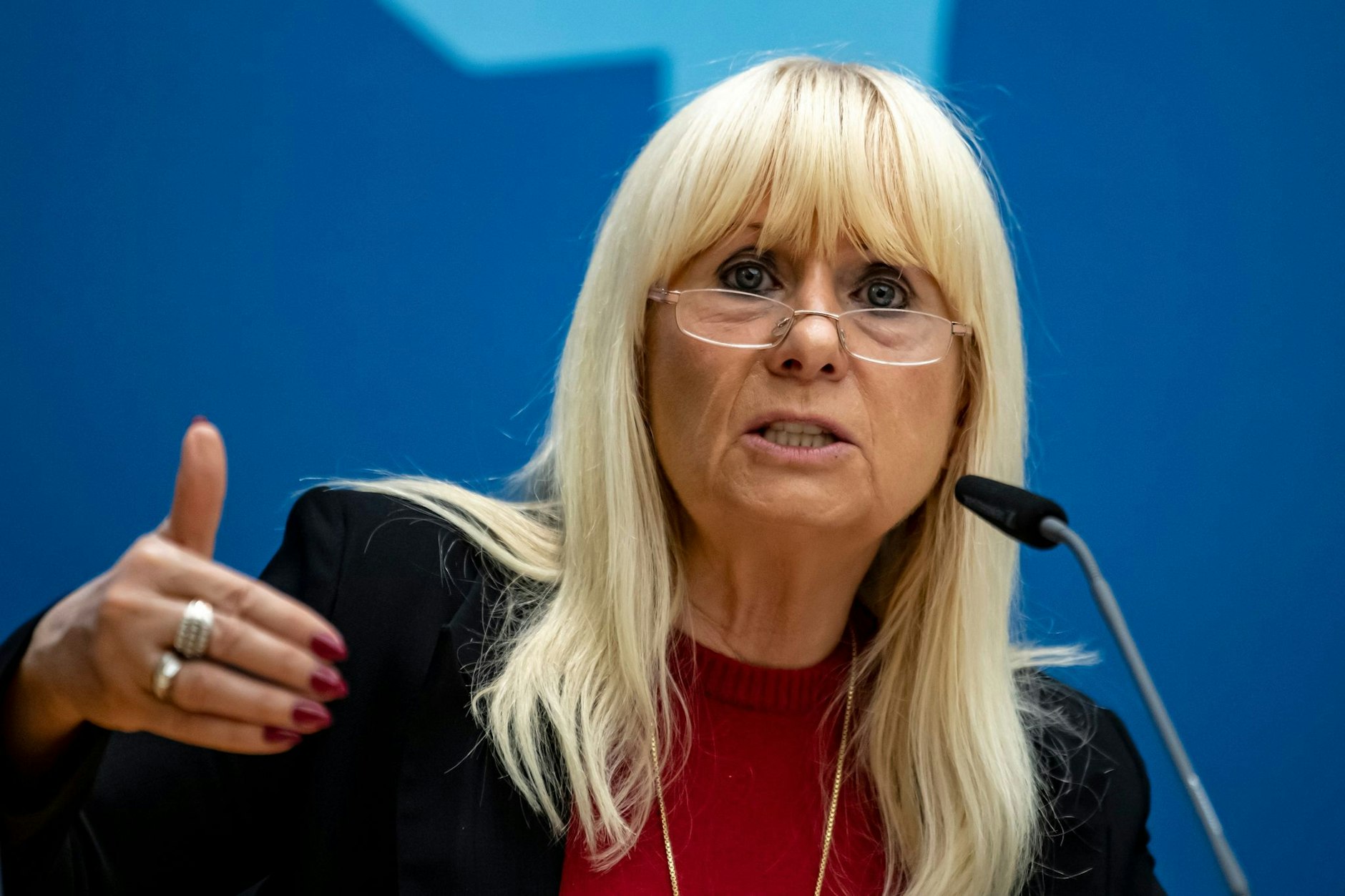 Iris Spranger (SPD), Berliner Senatorin für Inneres, Sport und Digitalisierung, in der Senatspressekonferenz