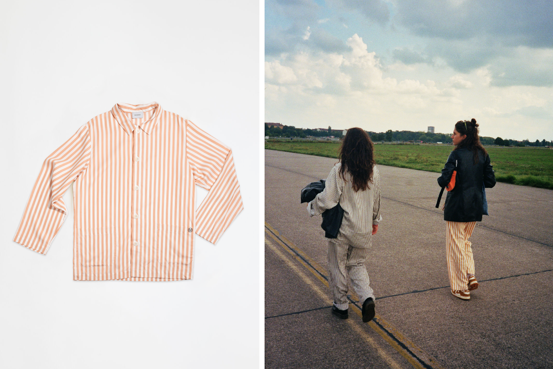 Unterwegs auf dem Tempelhofer Feld: Die Pyjamas von „Monocle x Tom Àdam“ machen sich auch draußen gut.
