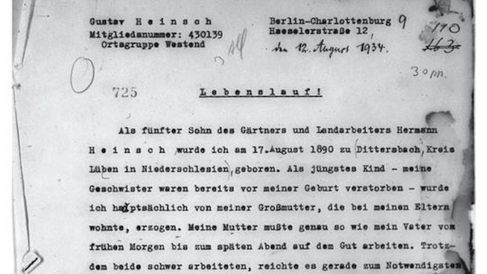 <strong>Gustav Heinsch, Westend, geb. 1890</strong>