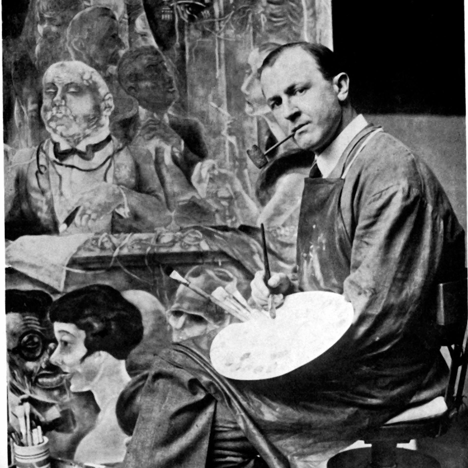 George Grosz (1893–1959) in seinem Berliner Atelier, 20er-Jahre