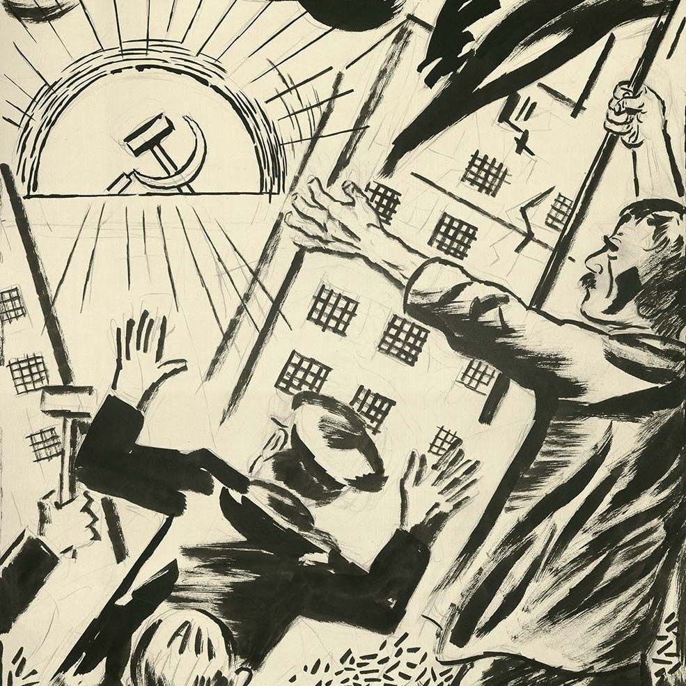 Ambivalente Reise-Reminiszenz: George Grosz’ „Revolution“, 1925, Tuschpinsel, Rohrfeder und Feder über leichter Vorzeichnung mit Bleistift.