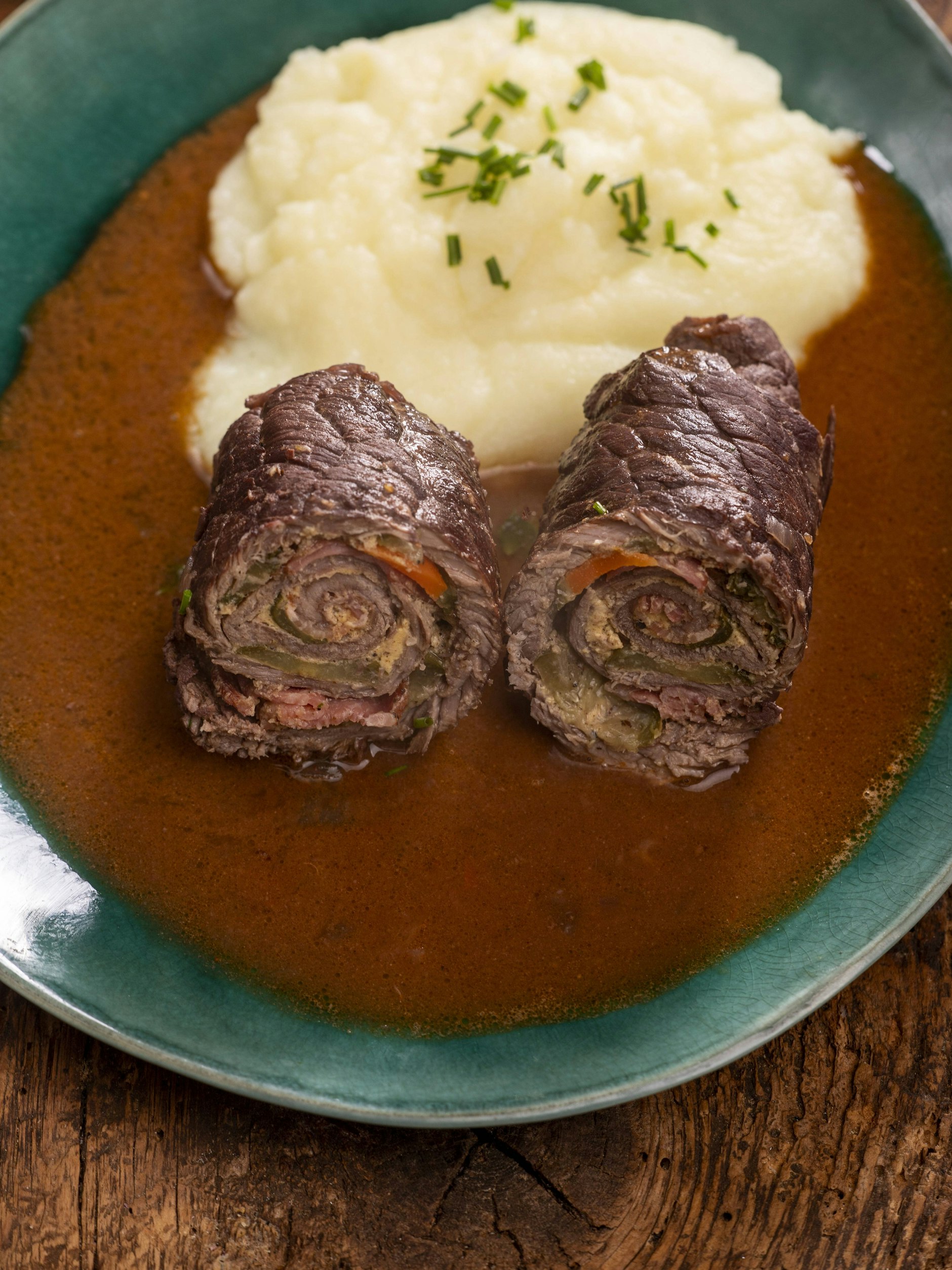 Die Rouladen sind köstlich zum Beispiel mit Kartoffelpüree.