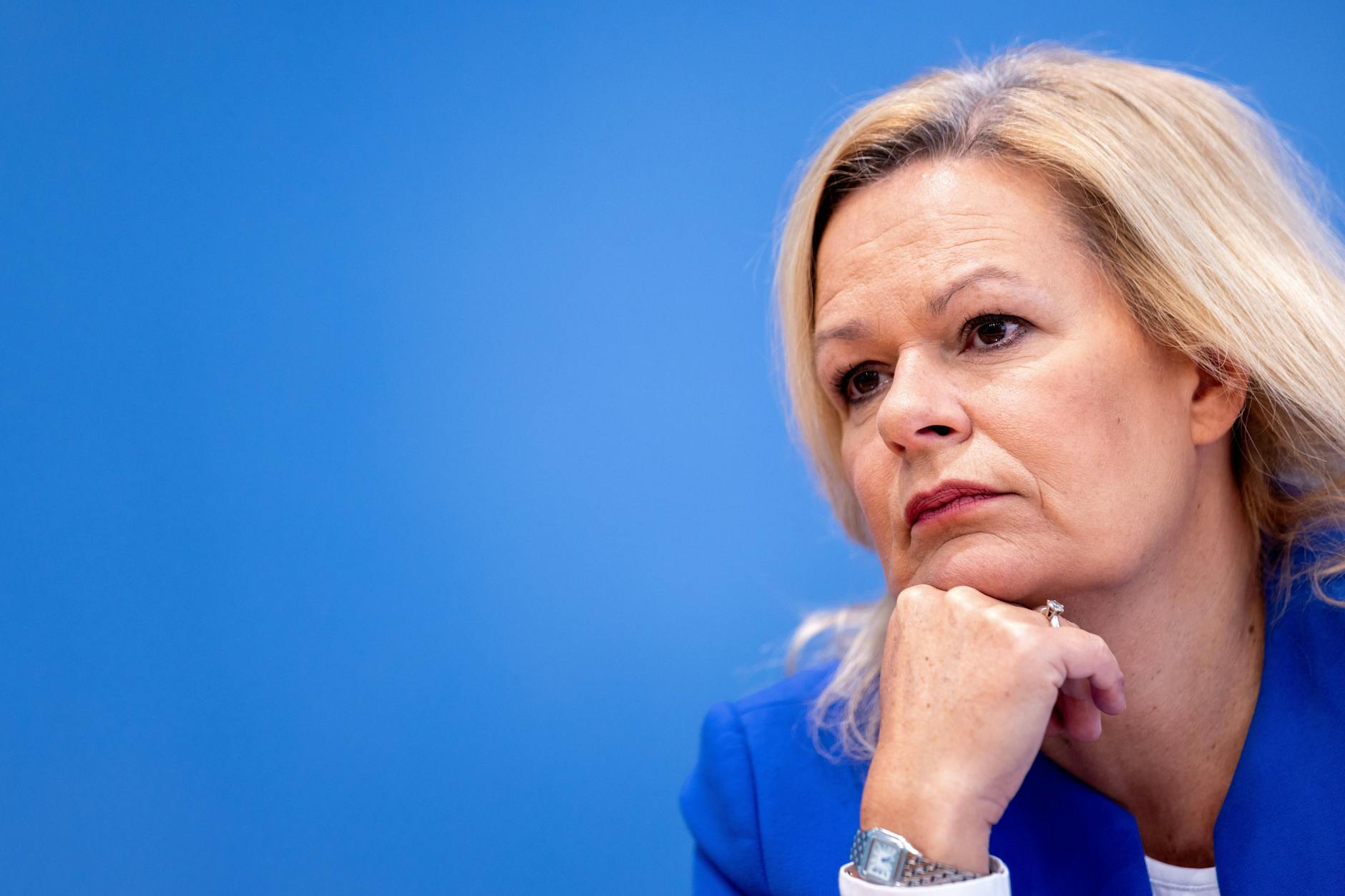 Innenministerin Nancy Faeser in der Bundespressekonferenz.