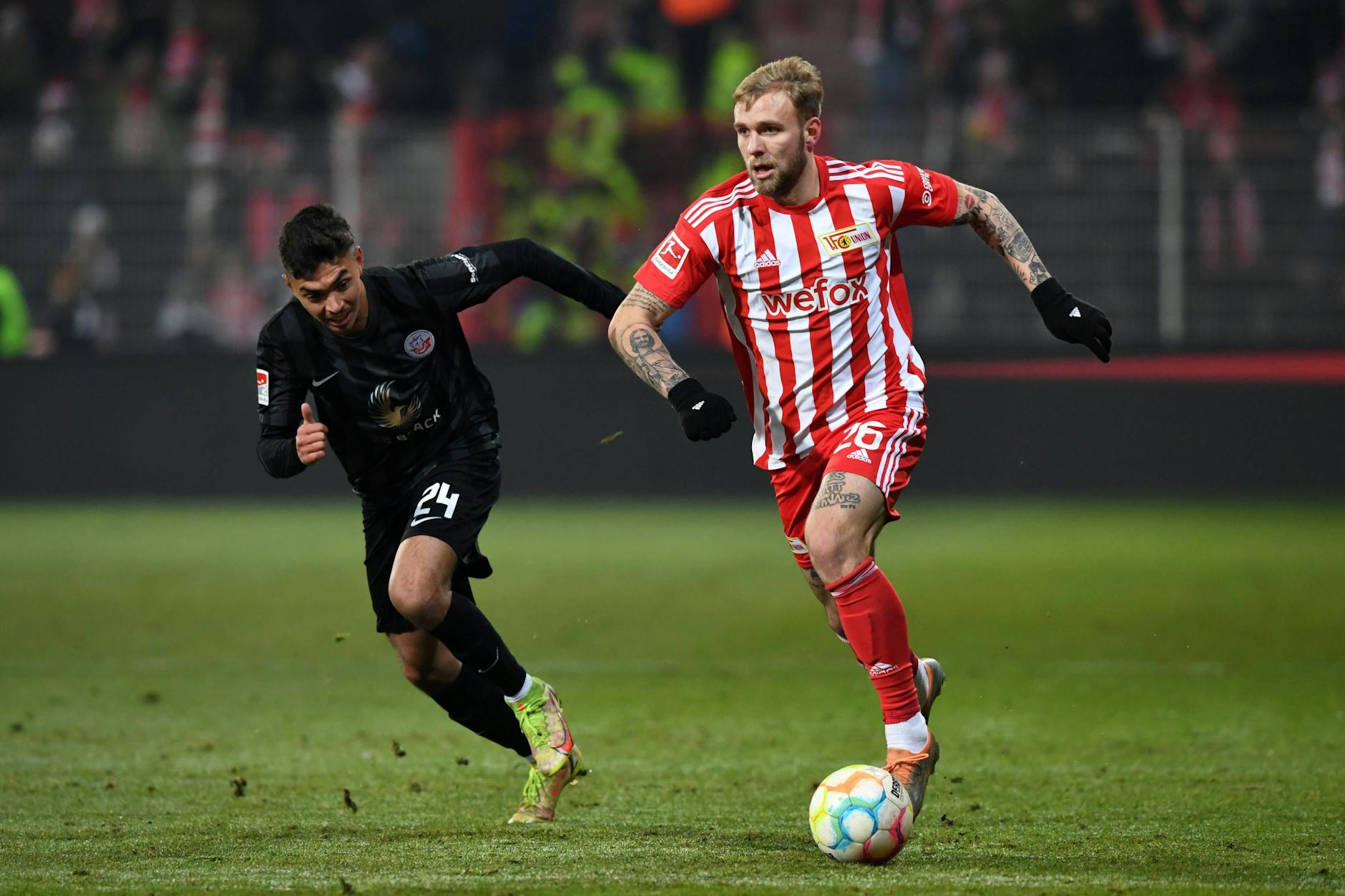 Tymoteusz Puchacz (r.) kam im Testspiel gegen Hansa Rostock für Union Berlin zum Einsatz.