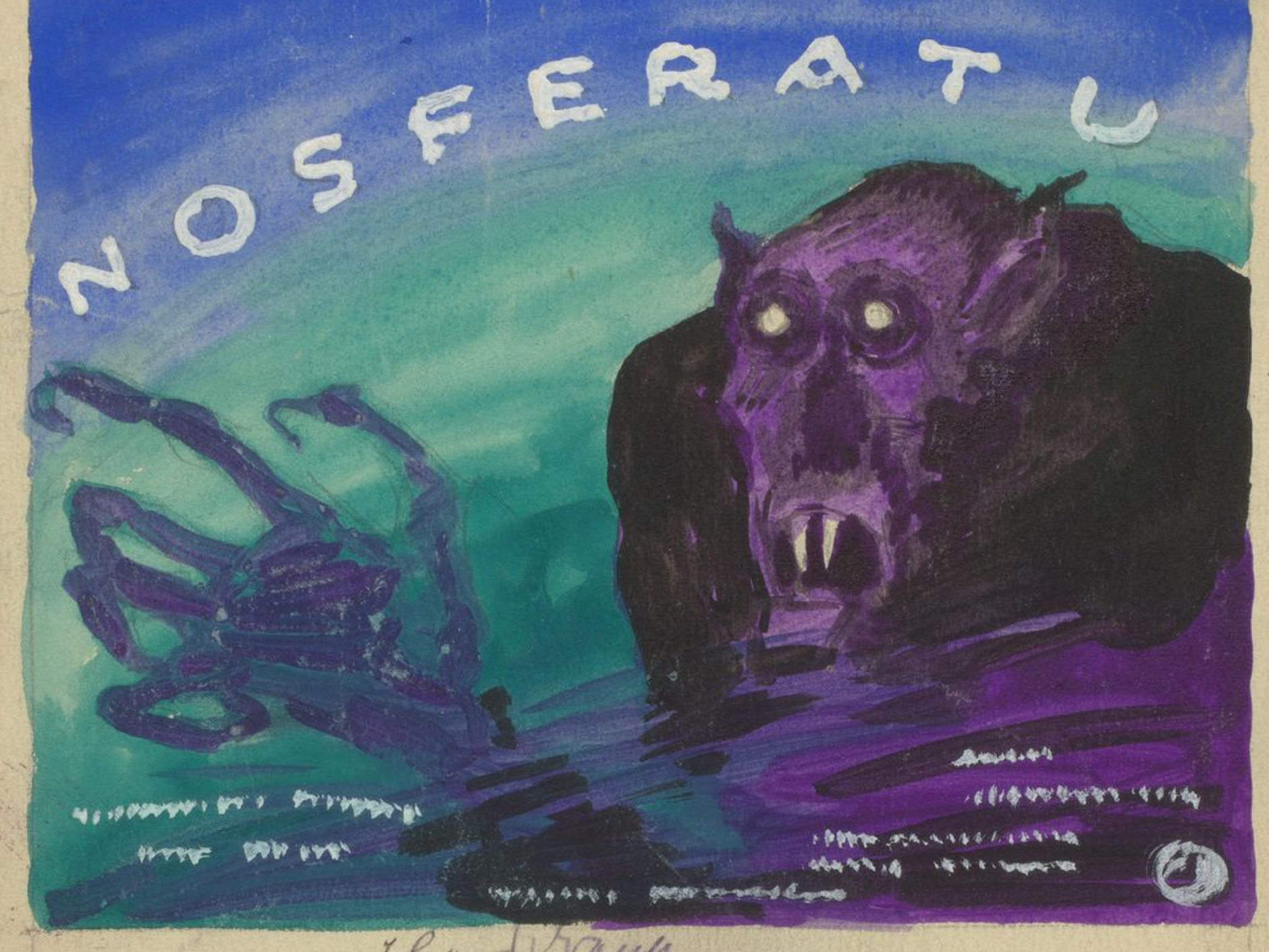<strong>Albin Grau:</strong> Entwurf Filmplakat Nosferatu, 1921 Aquarell auf Halbkarton, 16 x 19 cm