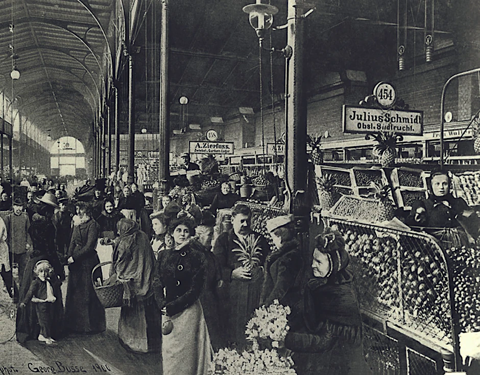 Die Markthalle II in der Friedrichstraße (Lindenhalle) öffnete 1886. Es gab auch Ananas.