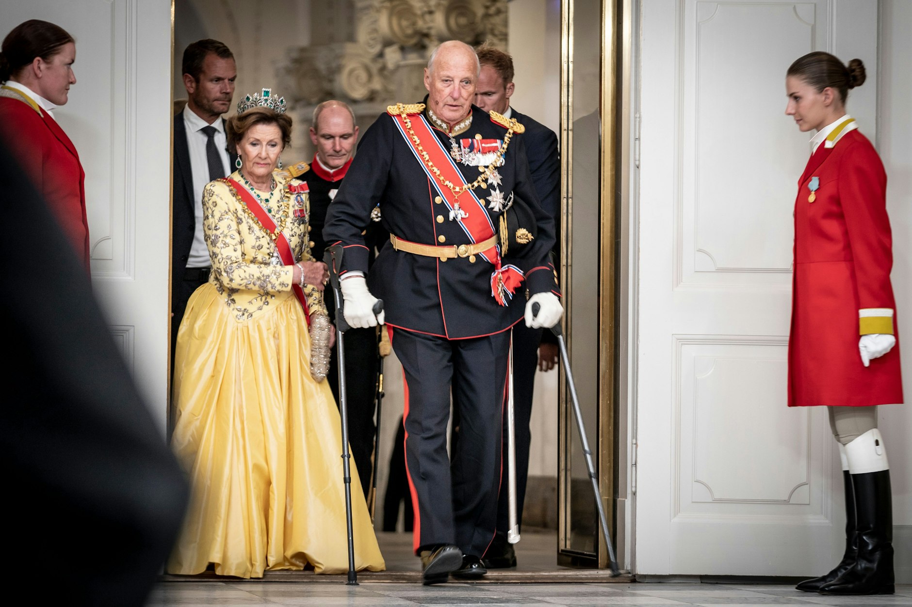 König Harald V. und Königin Sonja von Norwegen im Schloss Christiansborg.&nbsp;