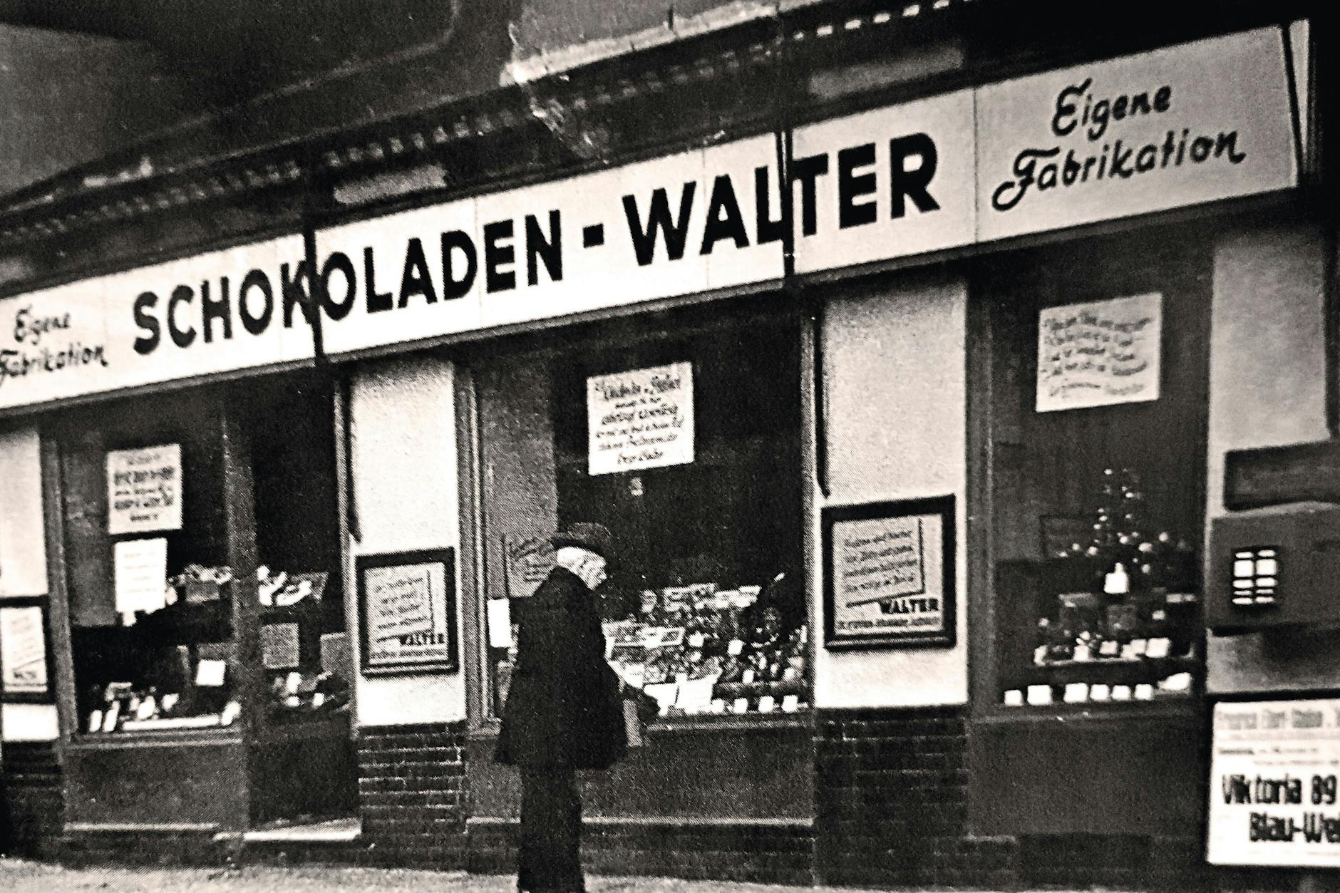 Am Tempelhofer Damm eröffnete Chocolatier Hugo E. Walter die erste Filiale. Hier ein Foto aus den 1920er-Jahren.
