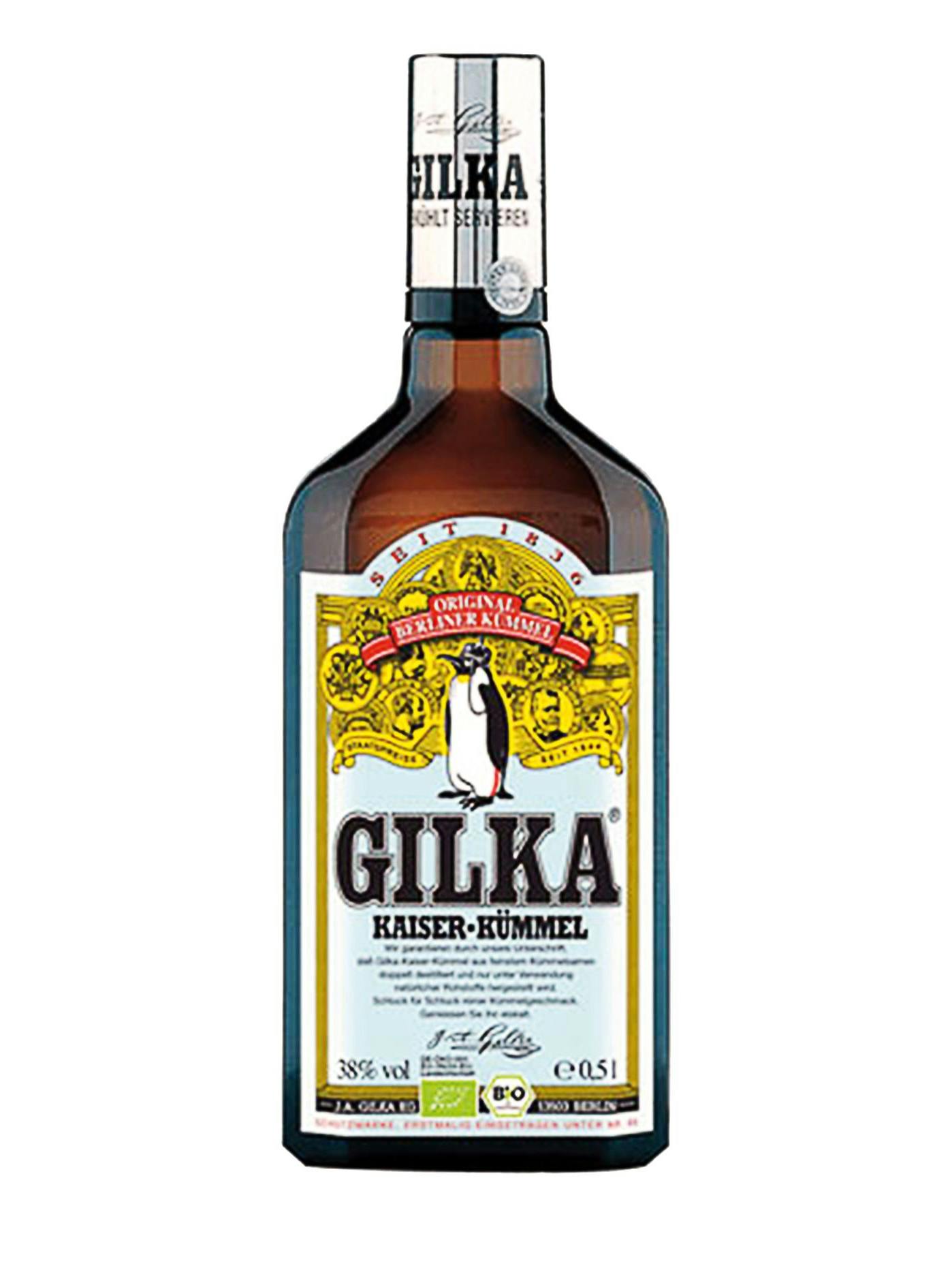 „Der Kurze von Berlin“: Gilka-Kümmel mit Kaiser-Pinguin.