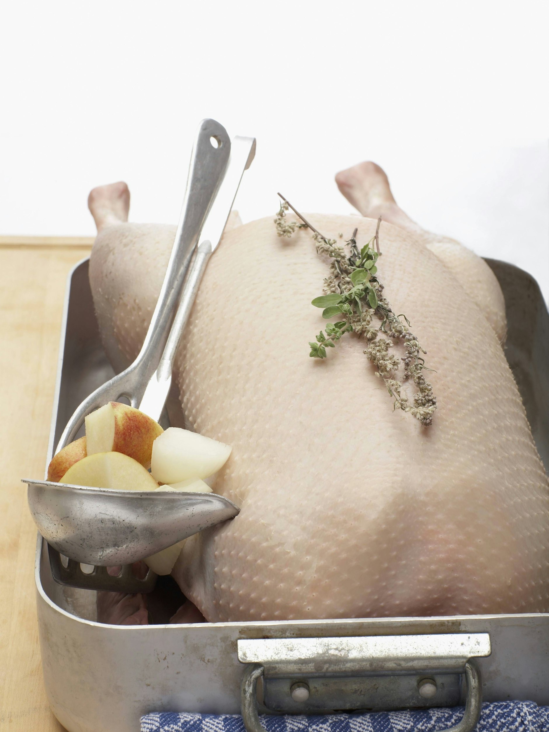 Jetzt ist die Gans bereit für den Ofen. 