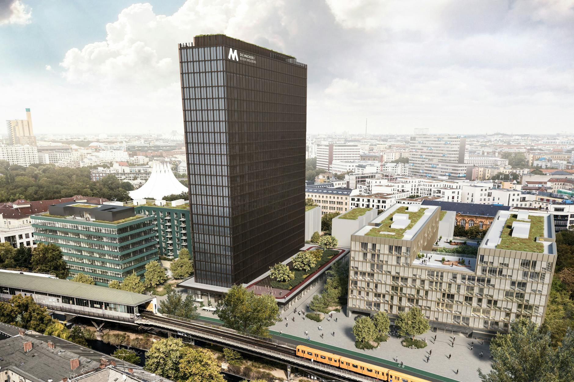 So soll es mal sein: Blick auf das neue Quartier auf dem Areal des früheren Postscheckamtes am Halleschen Ufer in Kreuzberg.