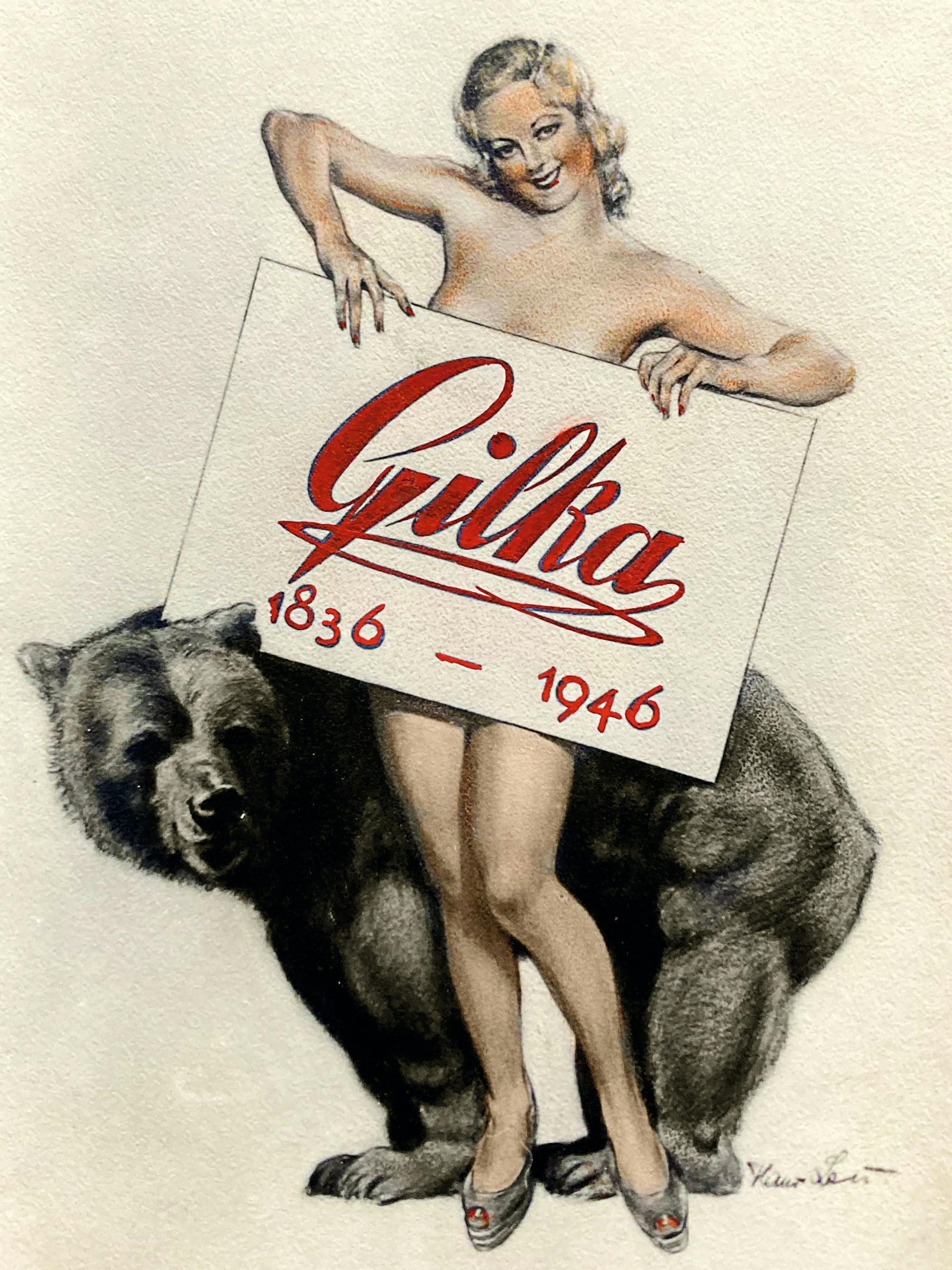 Bärig sexy: Pin-up-Werbung zum 110er-Jubiläum der Berliner Bittermarke.
