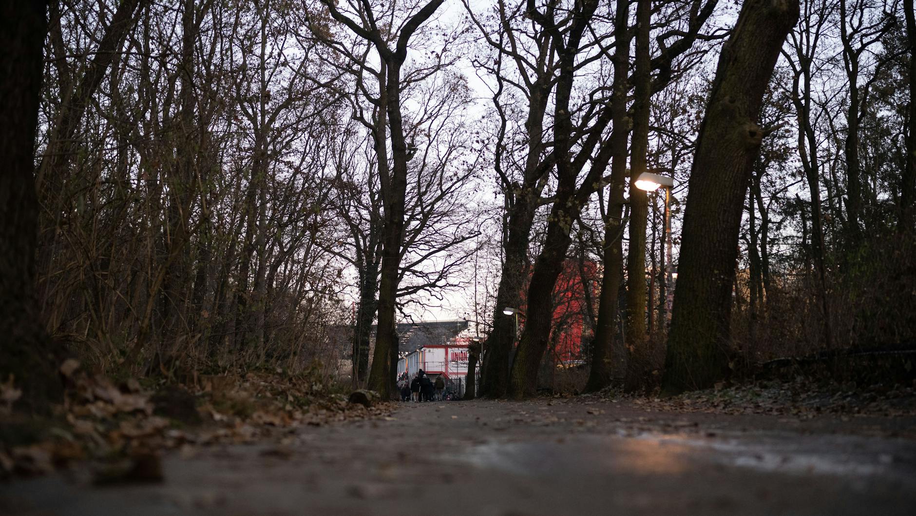 Durch die blätterlosen Bäume schimmert die Alte Försterei in neuem Glanz. Der Weg dorthin ist immer noch der alte.