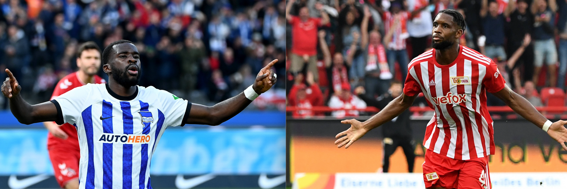 Von Bern nach Berlin! Herthas Willy Kanga und Unions Jordan Siebatcheu wagten den Sprung aus der Schweiz in die Bundesliga.