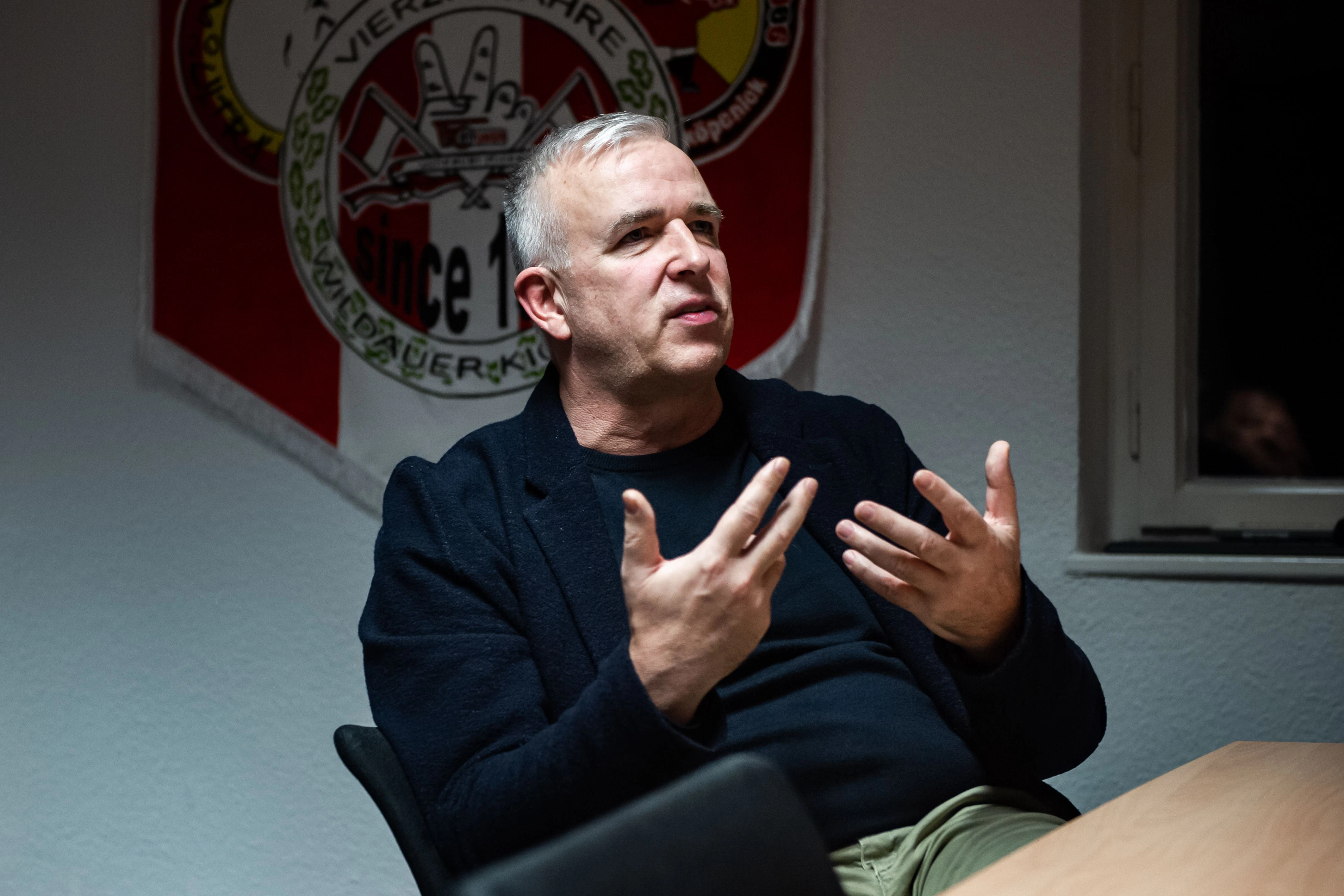 Union-Präsident Dirk Zingler im Gespräch mit der Berliner Zeitung