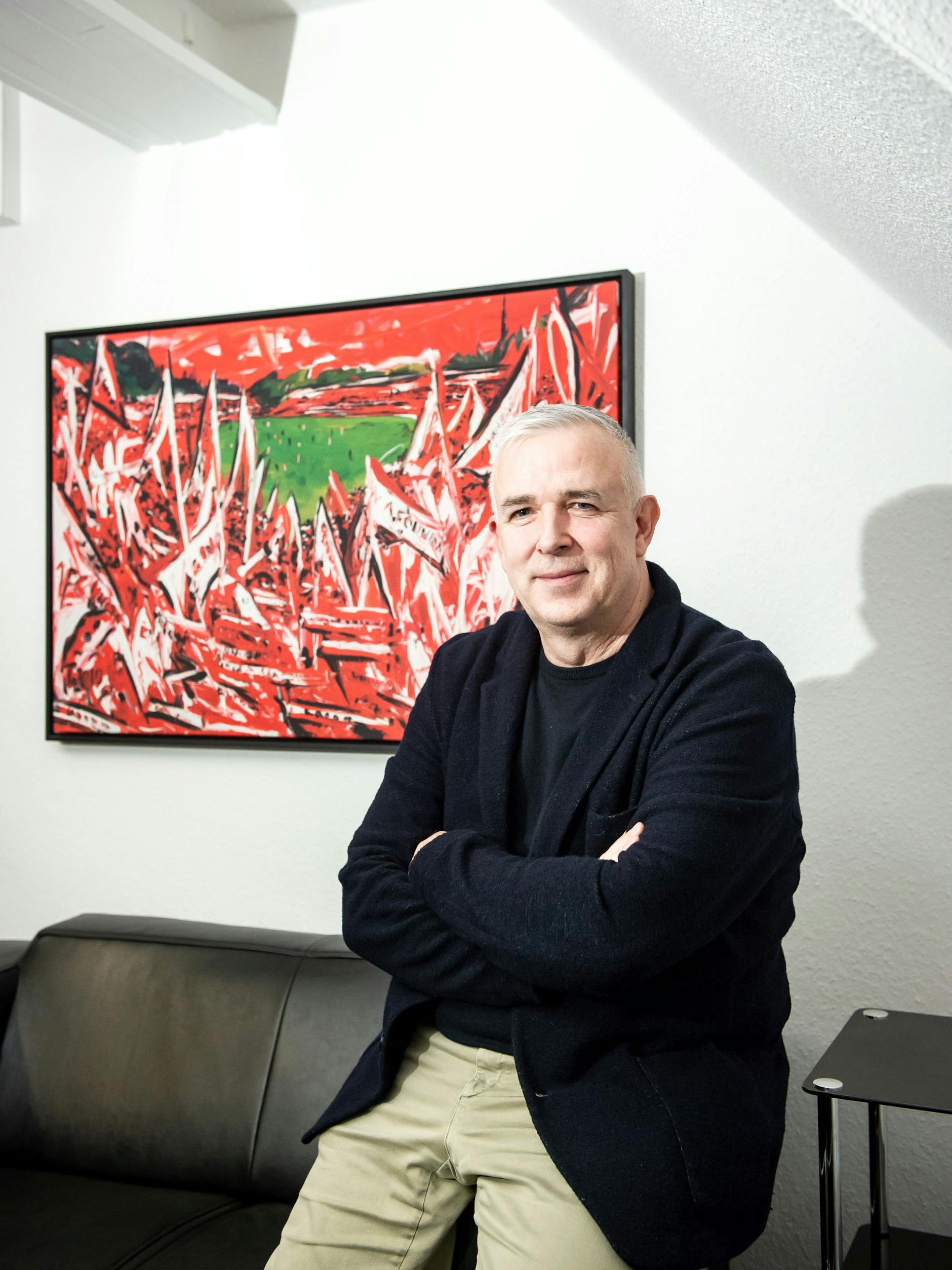 Dirk Zingler in seinem Arbeitszimmer in der Geschäftsstelle des 1. FC Union Berlin