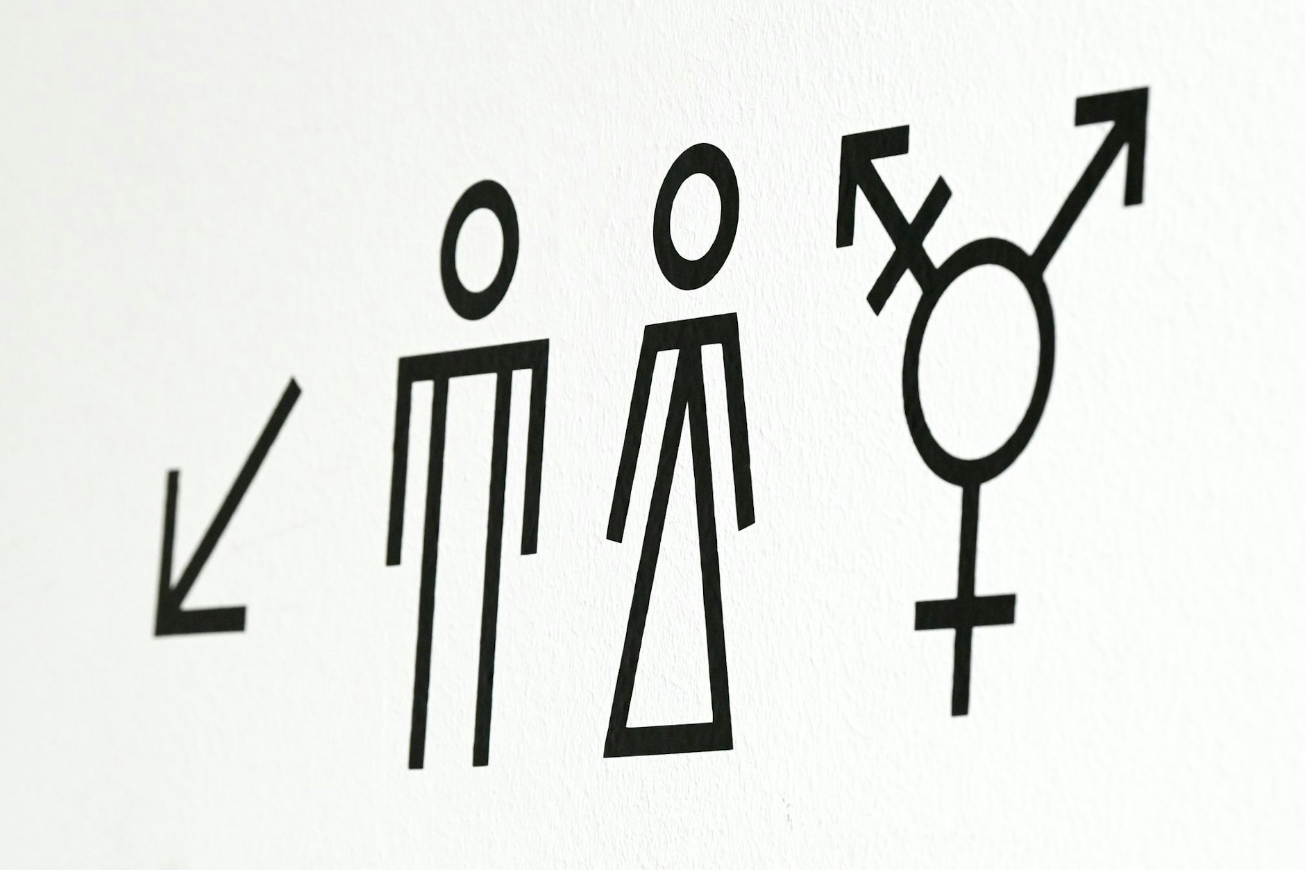 Piktogramme weisen auf Toiletten für Männer, Frauen und Allgender/Transgender hin.&nbsp;