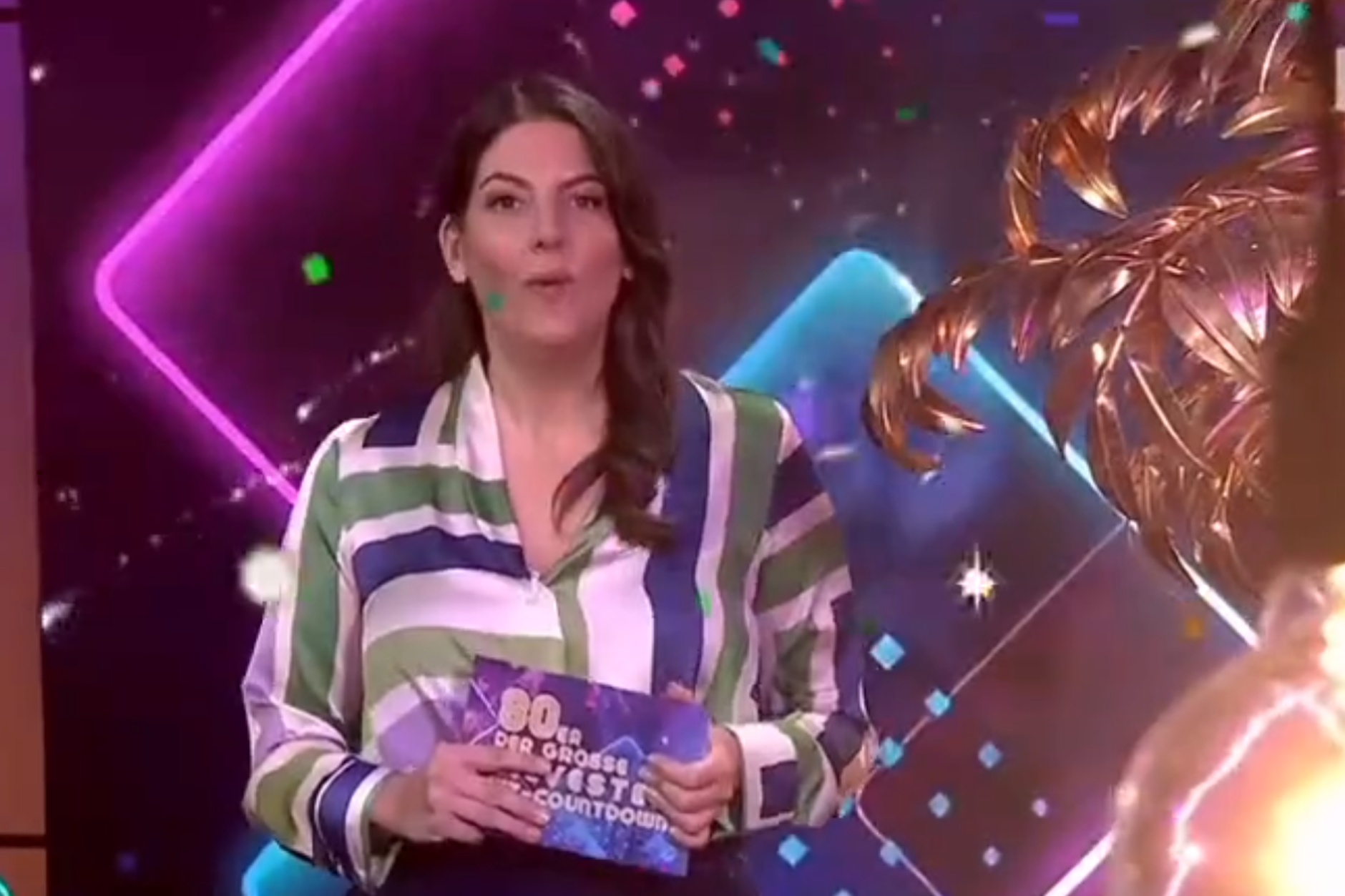 Moderatorin Janna Falkenstein verkündete den Jahreswechsel einen Tag zu früh.