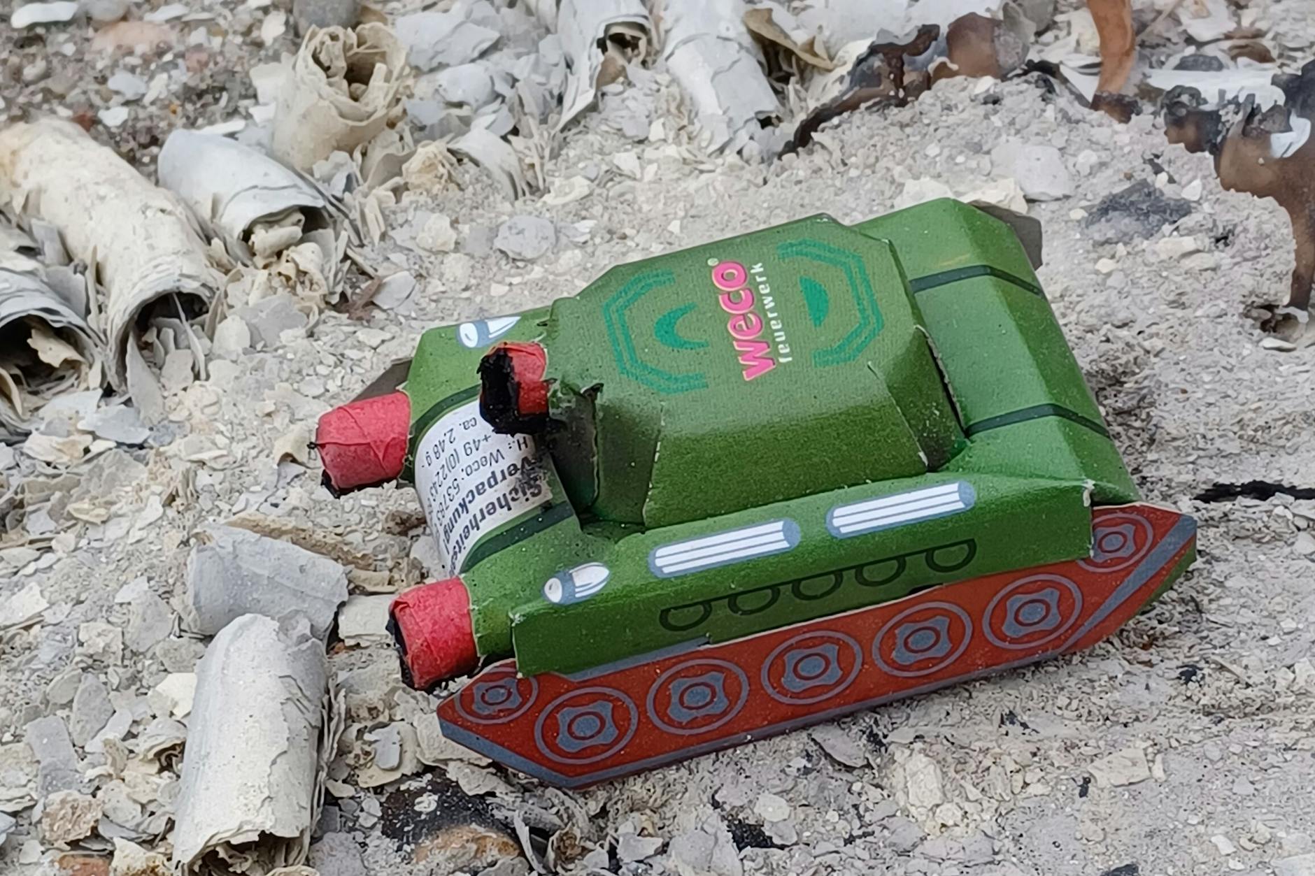 Ein Böller in Gestalt eines Panzers