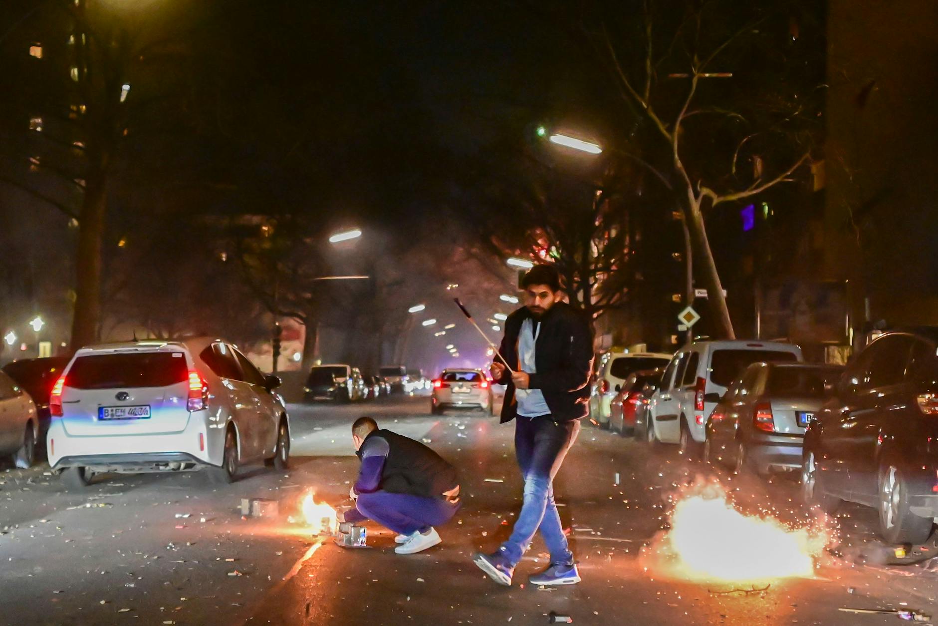 Die Silvesternacht in der Sonnenallee in Berlin-Neukölln.