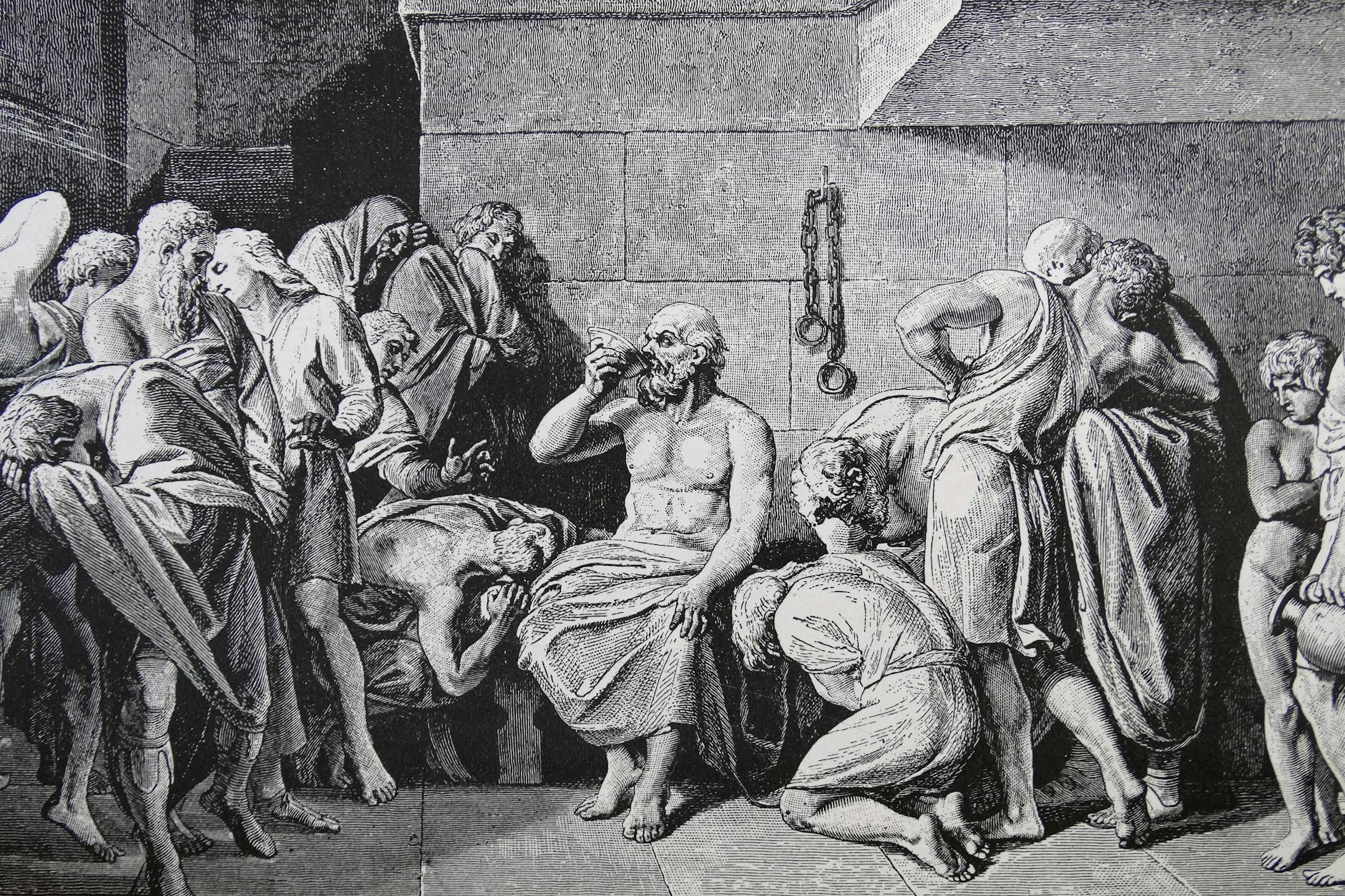 Illustration des Sokrates-Todes aus dem 19. Jahrhundert.