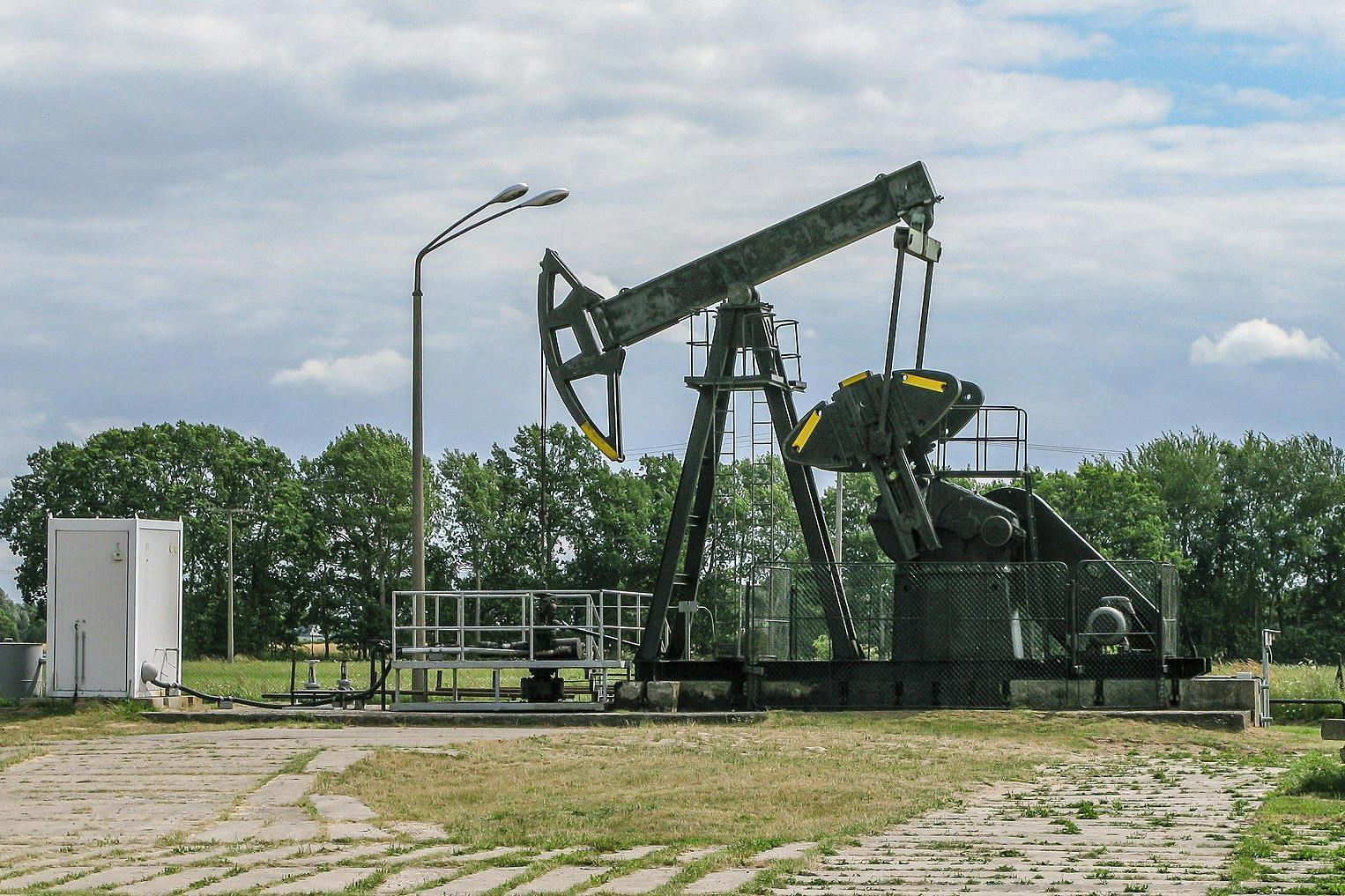 Erdförderpumpe in Gnitz Usedom. 1965 wurde bei <a href="https://de.wikipedia.org/wiki/L%C3%BCtow">Lütow</a> auf Usedom die größte Erdöllagerstätte auf dem Gebiet der DDR erschlossen. Insgesamt spielte die heimische Ölförderung eine geringe Rolle.